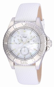 Invicta angel Quartz Analog Day Date White Leather Watch # 17438 (Women Watch)