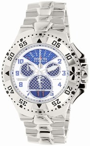Invicta Silver And Blue Dial Uni-directional Rotating Stainless Steel Band Watch #17469 (Men Watch)