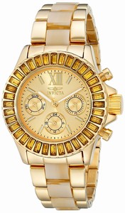 Invicta Gold Dial Stainless Steel Band Watch #17492 (Women Watch)