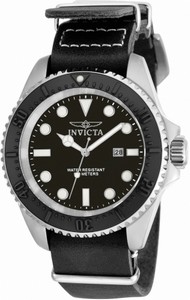 Invicta Pro Diver Quartz Analog Date Black Leather Watch # 17579 (Men Watch)