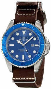 Invicta Pro Diver Quartz Blue Dial Date Brown Leather Watch # 17580 (Men Watch)