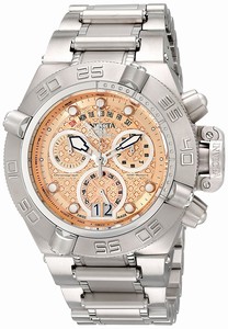 Invicta Rose Gold Dial Stainless Steel Band Watch #17605 (Men Watch)