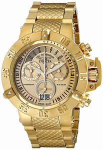 Invicta Gold-tone Dial 18k Gold Plated Stainless Steel Watch #17615 (Men Watch)