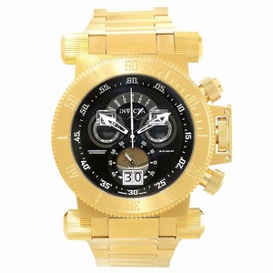 Invicta Black Dial Uni-directional Rotating Gold-plated Band Watch #17642 (Men Watch)