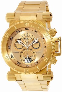 Invicta Gold-tone Dial Uni-directional Rotating Gold-plated Band Watch #17643 (Men Watch)