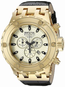 Invicta Champagne Dial Genuine Leather Watch #17657 (Men Watch)