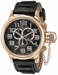 Invicta Quartz Chronograph Day Date Black Leather Watch # 17663 (Men Watch)