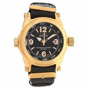 Invicta Black Dial Fixed Gold-plated Band Watch #17668 (Men Watch)