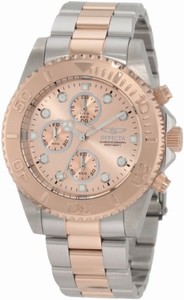 Invicta Flame-Fusion Crystal; Brushed And Polished Stainless Steel Case And Bracelet With 18k Rose Gold Ion-Plated Center Link Stainless Steel Watch #1775 (Watch)