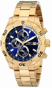 Invicta Blue Dial 18kt. Gold Plated Stainless Steel Watch #17751 (Men Watch)