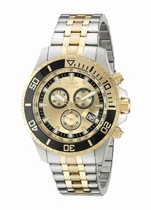 Invicta Gold Dial Stainless Steel Band Watch #17758 (Men Watch)