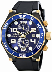 Invicta Blue Dial Chronograph Date Black Polyurethane Watch # 17814 (Men Watch)