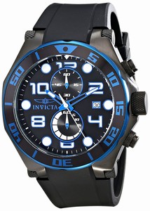 Invicta Pro Diver Quartz Chronograph Date Black Polyurethane Watch # 17816 (Men Watch)