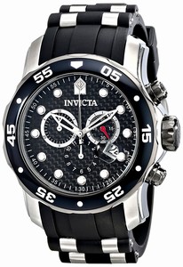 Invicta Pro Diver Quartz Chronograph Date Black Polyurethane Watch # 17879 (Men Watch)
