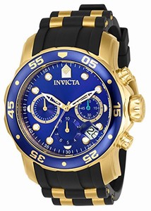 Invicta Pro Diver Quartz Chronograph Date Black Polyurethane Watch # 17882 (Men Watch)