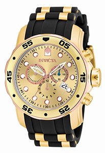 Invicta Pro Diver Quartz Chronograph Date Black Polyurethane Watch # 17884 (Men Watch)