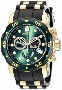 Invicta Pro Diver Quartz Chronograph Date Black Polyurethane Watch # 17886 (Men Watch)