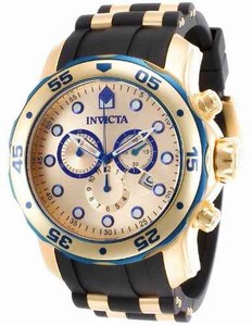 Invicta Quartz Pro Diver Chronograph Blue Accents Black Polyurethane Watch# 17887 (Men Watch)