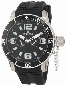 Invicta Specialty Quartz Day Date Black Polyurethane Watch # 1790 (Men Watch)