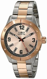 Invicta Rose-tone Dial 18kt. Gold Plated Stainless Steel Watch #17931 (Men Watch)