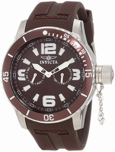 Invicta Specialty Quartz Day Date Brown Polyurethane Watch # 1797 (Men Watch)