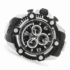 Invicta Quartz Chronograph Day Date Black Polyurethane Watch # 17982 (Men Watch)