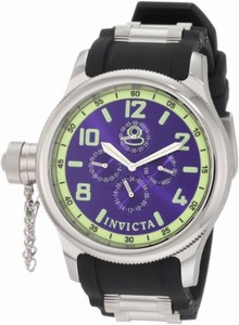 Invicta Mineral Crystal; Polished Stainless Steel Case; Black Polyurethane Strap With Stainless Steel Barrel Inserts Stainless Steel Watch #1799 (Watch)