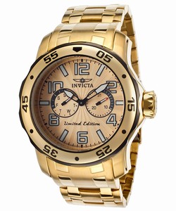 Invicta Gold Dial Stainless Steel Band Watch #18036 (Men Watch)