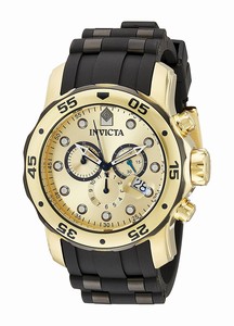 Invicta Pro Diver Quartz Chronograph Date Black Polyurethane Watch # 18040 (Men Watch)
