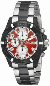 Invicta Red Dial Stainless Steel Band Watch #18053 (Men Watch)