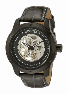 Invicta Mechanical Hand Wind Skeleton Dial Grey Leather Watch # 18061 (Men Watch)