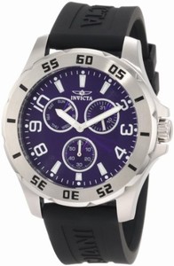 Invicta Flame-Fusion Crystal; Brushed And Polished Stainless Steel Case; Black Polyurethane Strap Stainless Steel Watch #1807 (Watch)