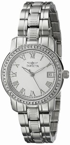 Invicta White Dial Stainless Steel Band Watch #18077 (Women Watch)