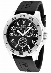 Invicta Flame-Fusion Crystal; Brushed And Polished Stainless Steel Case; Black Polyurethane Strap Stainless Steel Watch #1808 (Watch)