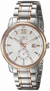 Invicta White Dial 18kt. Gold Plated Stainless Steel Watch #18087 (Men Watch)