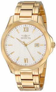 Invicta Silver-tone Dial 18k Gold Plated Stainless Steel Watch #18109 (Men Watch)