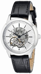 Invicta Specialty Mechanical Hand Wind Skeleton Dial Black Leather Watch # 18118 (Women Watch)