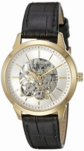 Invicta Specialty Mechanical Hand Wind Skeleton Dial Black Leather Watch # 18120 (Women Watch)