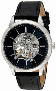 Invicta Specialty Mechanical Hand Wind Skeleton Dial Black Leather Watch # 18136 (Men Watch)