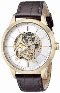 Invicta Specialty Mechanical Hand Wind Skeleton Dial Brown Leather Watch # 18138 (Men Watch)