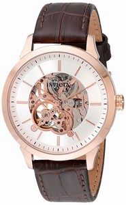 Invicta Mechanical Hand Wind See Through Dial Brown Leather Watch # 18140 (Men Watch)