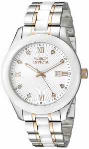 Invicta Specialty Quartz Analog Date Stainless Steel and White Ceramic Watch # 18157 (Men Watch)