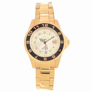 Invicta Champagne Dial Fixed Gold-plated With A Black Top Ring Band Watch #18244 (Women Watch)