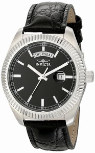 Invicta Angel Quartz Analog Day Date Black Leather Watch # 18267 (Women Watch)