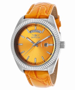 Invicta Angel Quartz Analog Date Orange Leather Watch # 18270 (Women Watch)