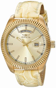 Invicta Angel Quartz Analog Day Date Beige Leather Watch # 18271 (Women Watch)