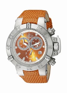 Invicta Quartz Chronograph Day Date Orange Leather Watch # 18290 (Women Watch)