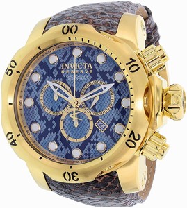 Invicta Blue (reptile Pattern) Dial Uni-directional Rotating Gold-plated Band Watch #18302 (Men Watch)