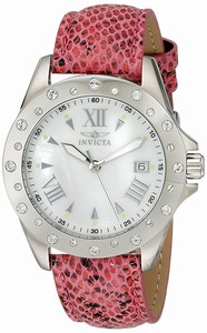 Invicta Angel Quartz Mother of Pearl Dial Pink Leather Watch # 18346 (Women Watch)