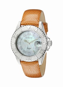 Invicta Angel Quartz Mother of Pearl Dial Orange Leather Watch # 18403 (Women Watch)